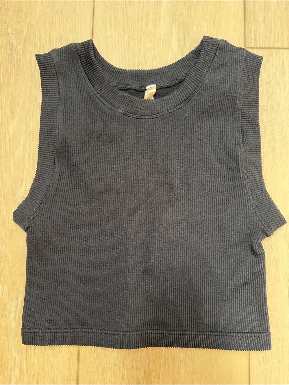 By Together Black Ribbed Crop Tank